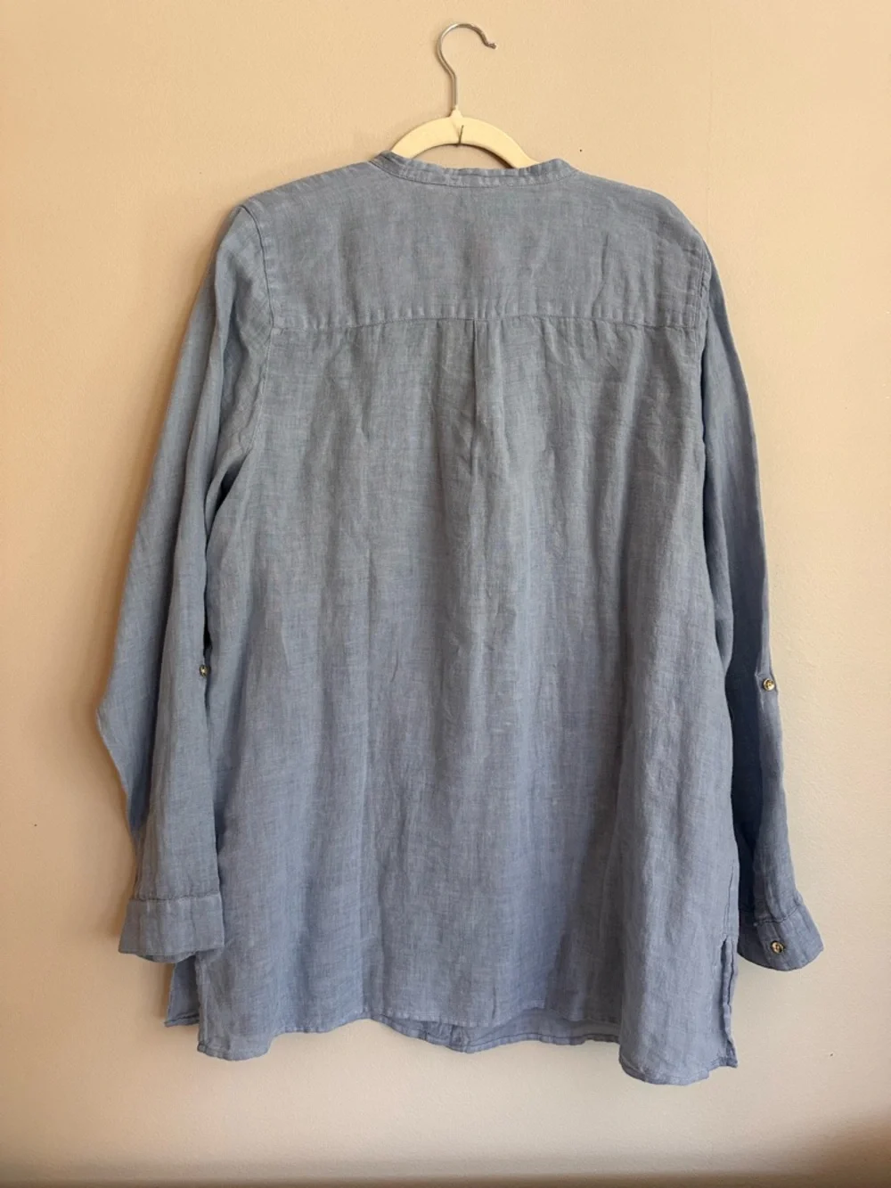 NWT J. Jill 100% Linen Blue Button Down Shirt Relaxed Fit Size Large Tall - Picture 3 of 11